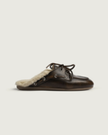Boat Loafer Mule Fur – Cuir Brossé | Coffee