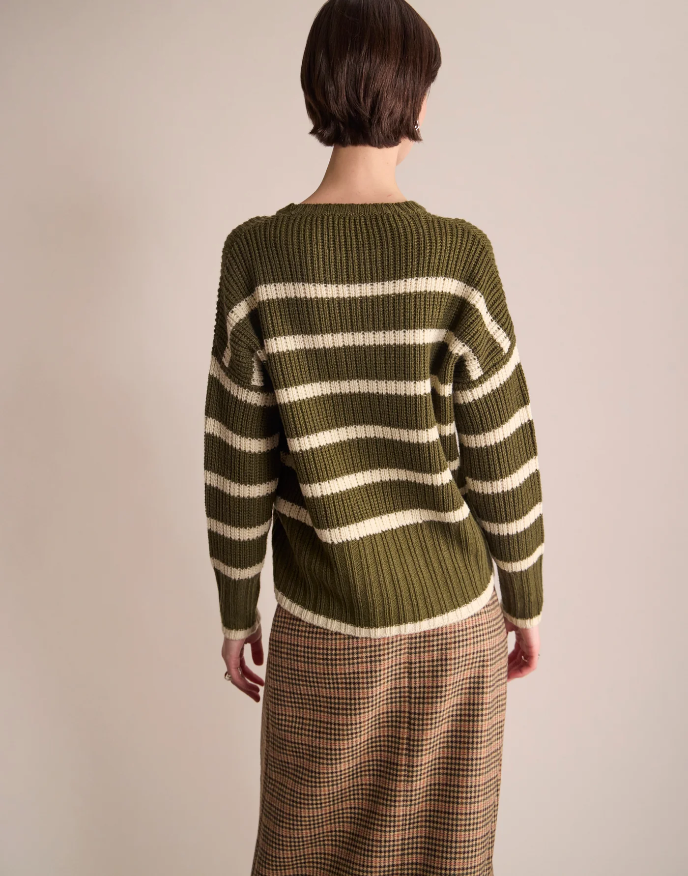 Pull Maelia Rayé – Khaki Ecru