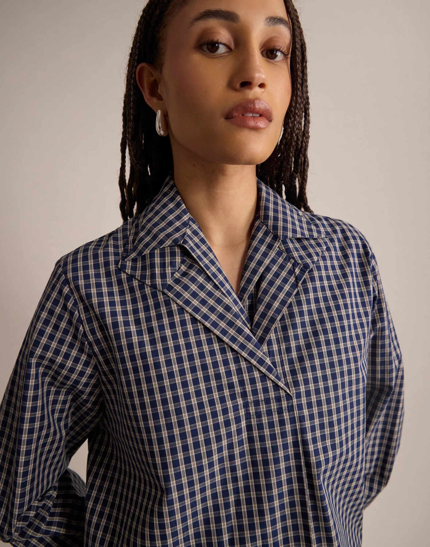 Top Noa à Carreaux – Blue Ecru