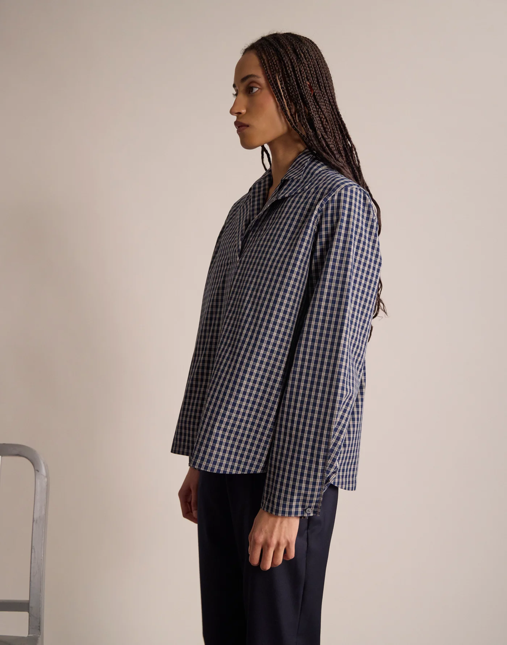 Top Noa à Carreaux – Blue Ecru