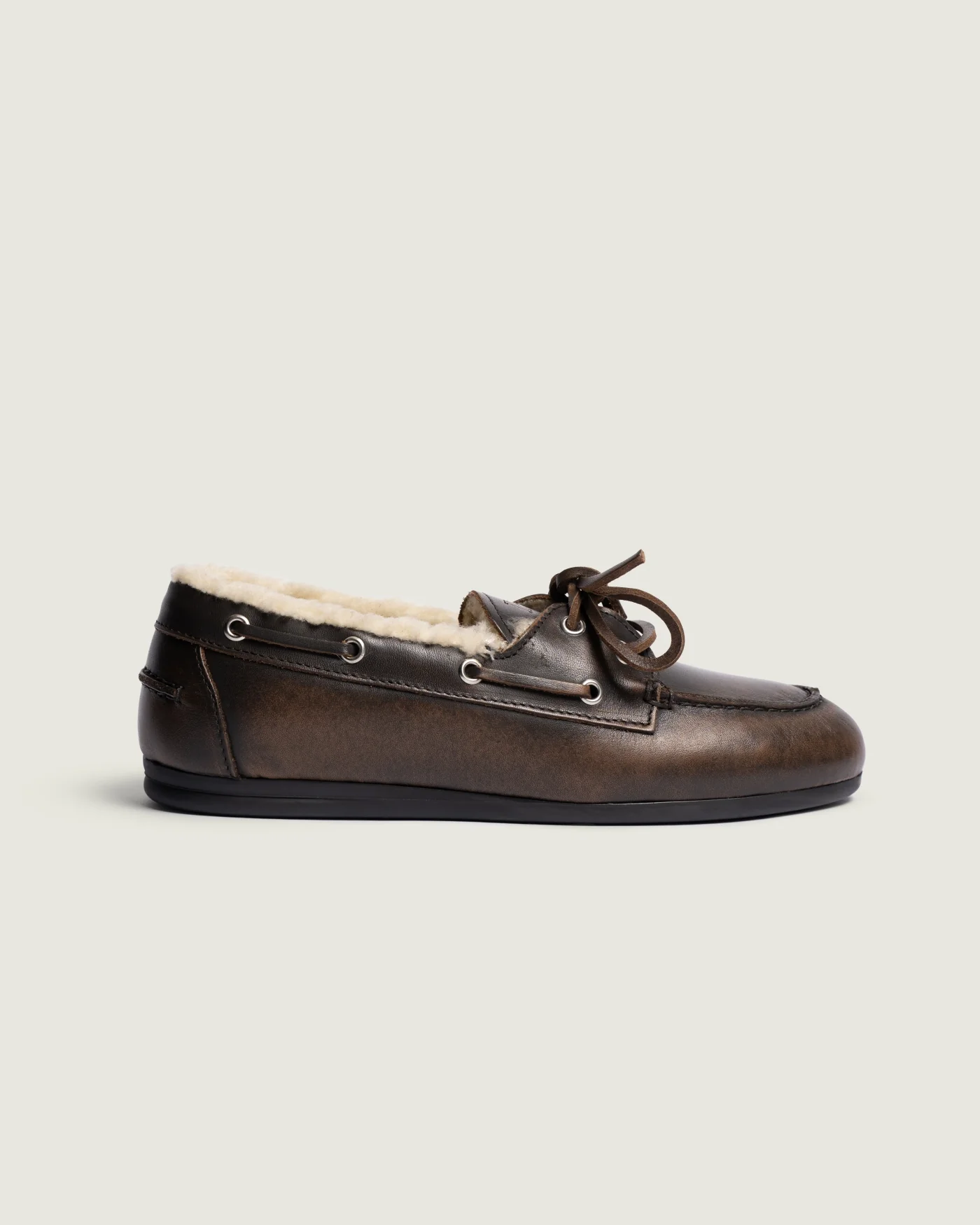 Boat Loafer Brushed – Fourrée - Cuir - Coffee