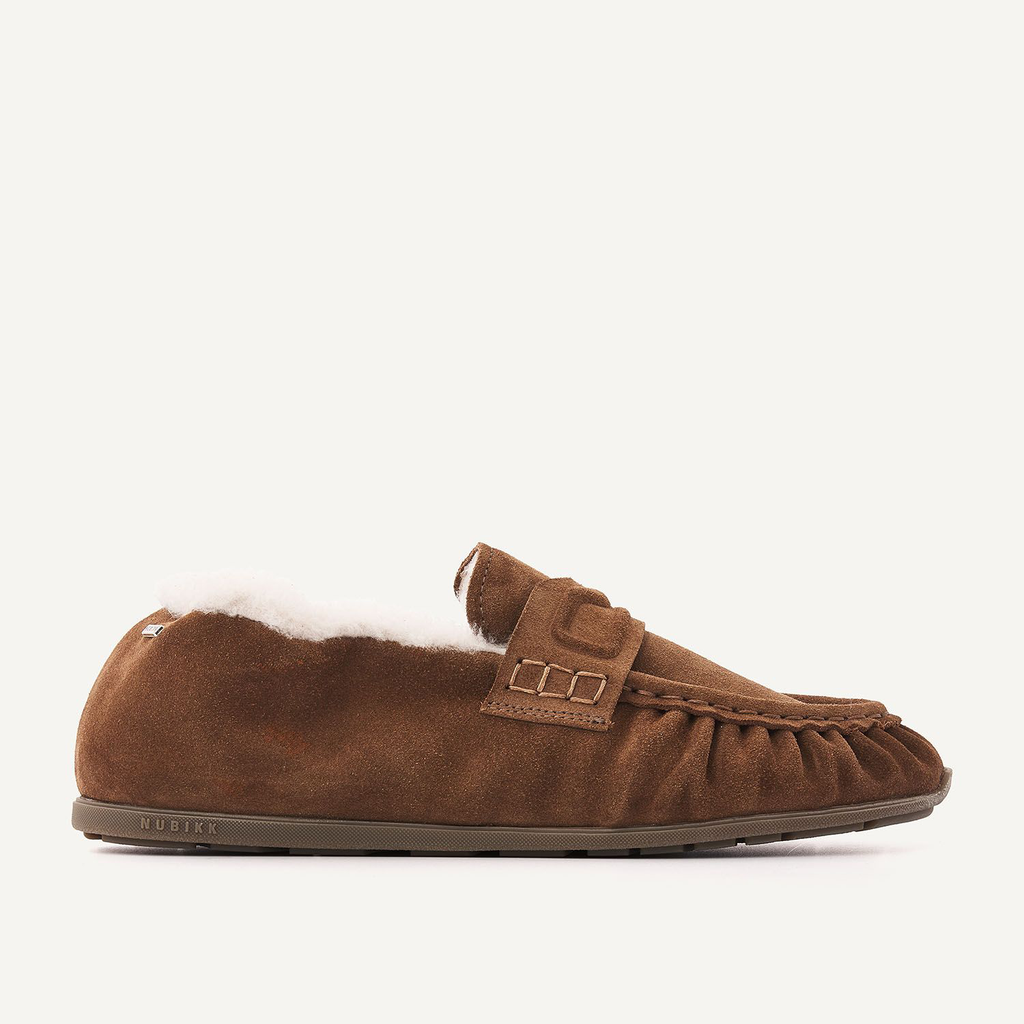 Riley Mio Fur – Mocassins en Daim Marron