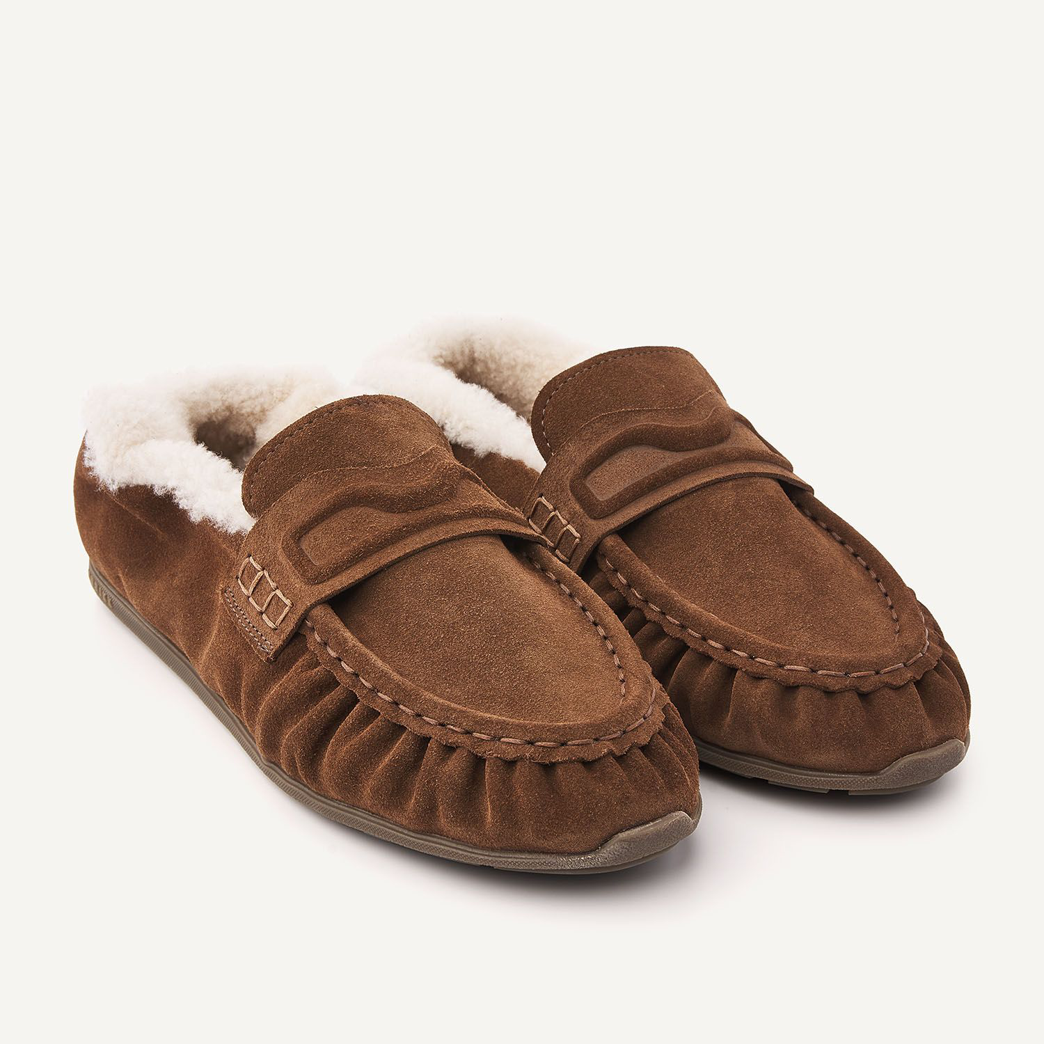 Riley Mio Fur – Mocassins en Daim Marron