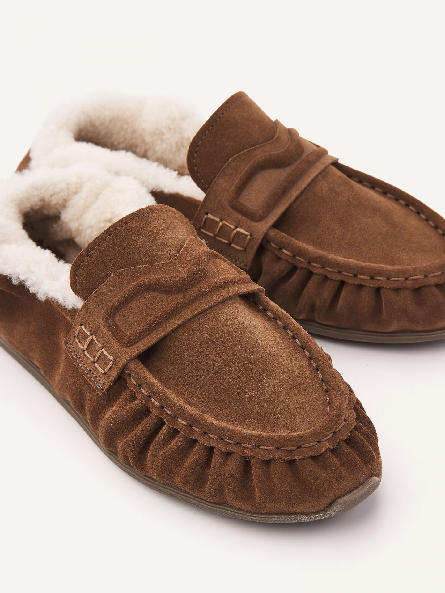 Riley Mio Fur – Mocassins en Daim Marron