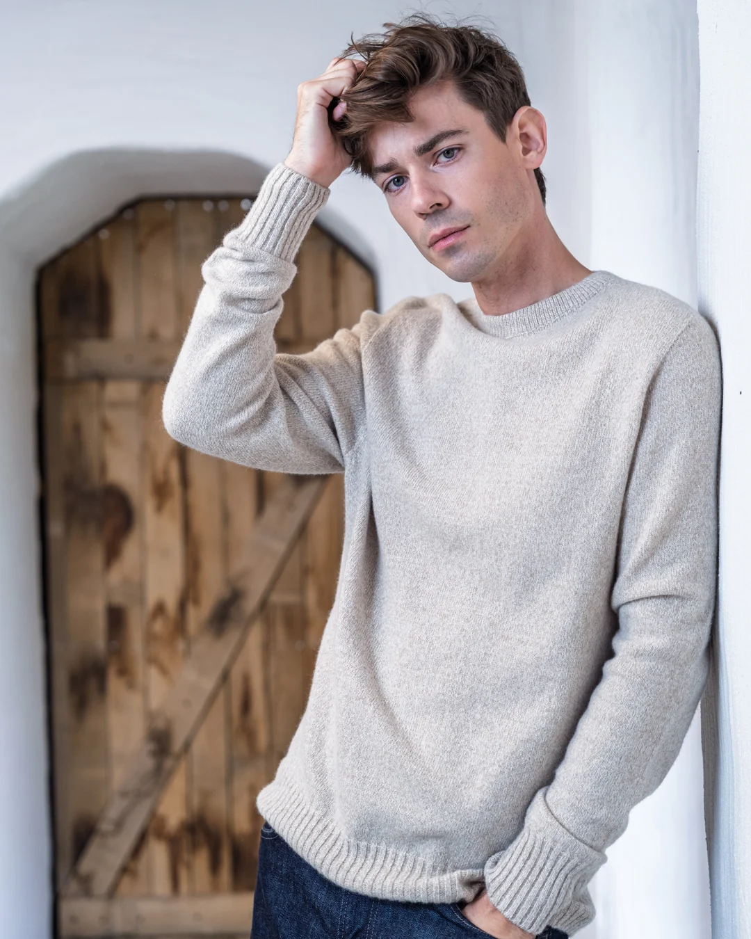 Pull Gaspard - Laine Mérinos & Cachemire - Beige Chiné
