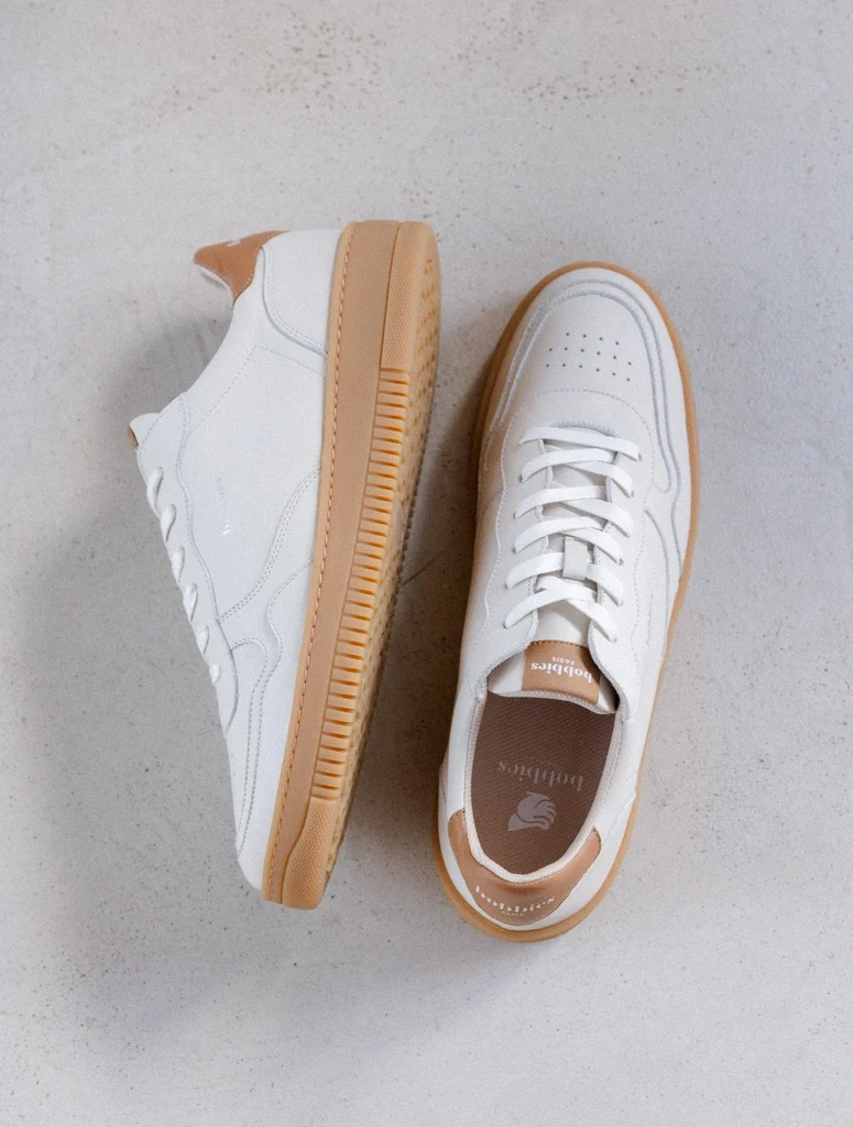 Baskets Travis - Cuir - Blanc cassé & Noisette