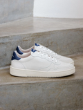 Baskets Travis - Cuir - Blanc cassé & Bleu Nuit